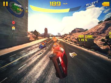 Asphalt 8 Airborne In-Game Gameplay Screenshot showcasing aerial stunts and nitro boost