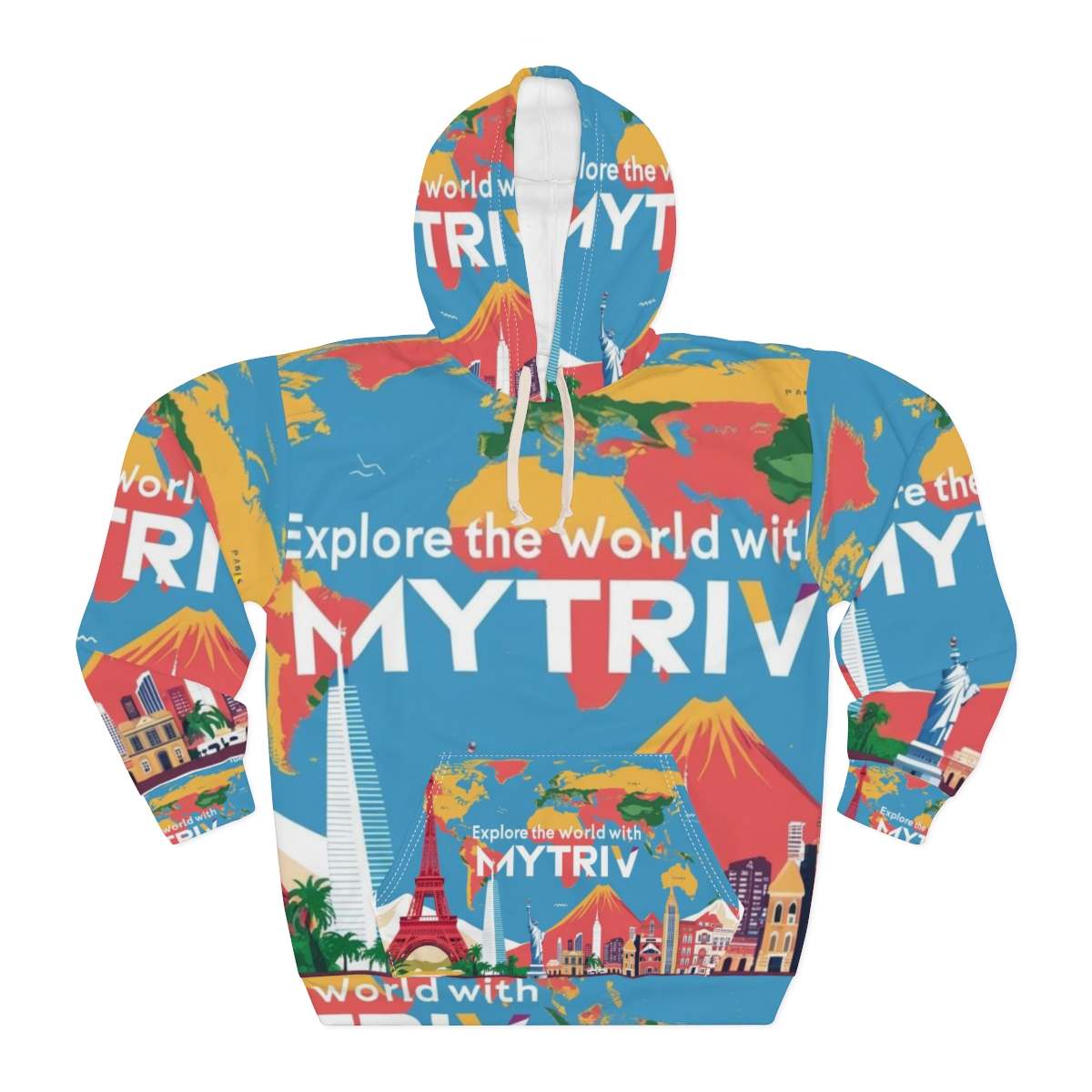 MyTriv Travel Map Graphic Pullover Hoodie in Shop